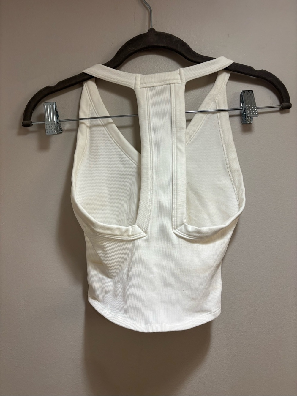 Free People White Ribbed Racerback Tank